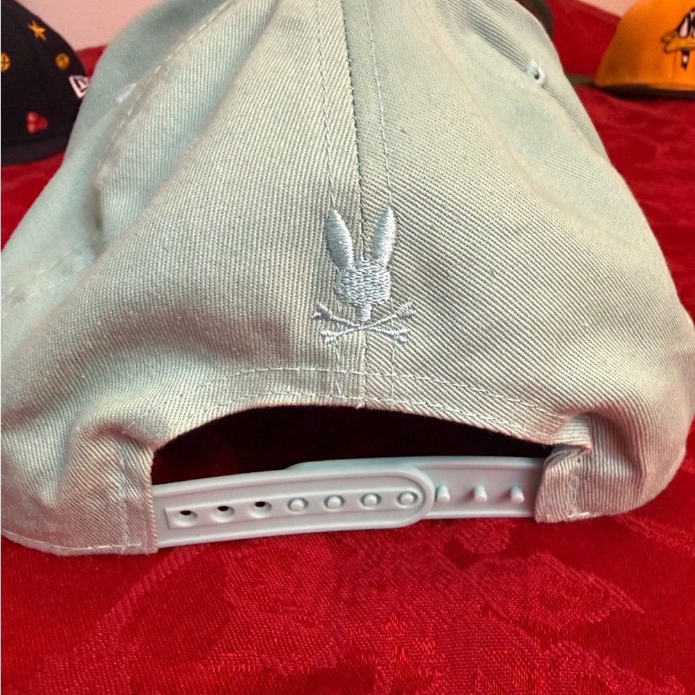 Psycho Bunny mint green snapback hat with embroidered logo